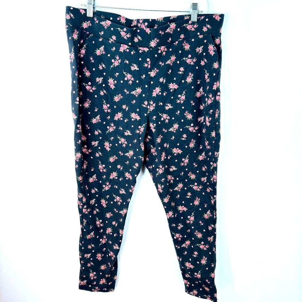 Torrid Women's Black Pink Rose Floral Stretch Leggings Pants Plus SIZE 3